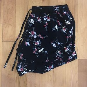 Black floral shorts
